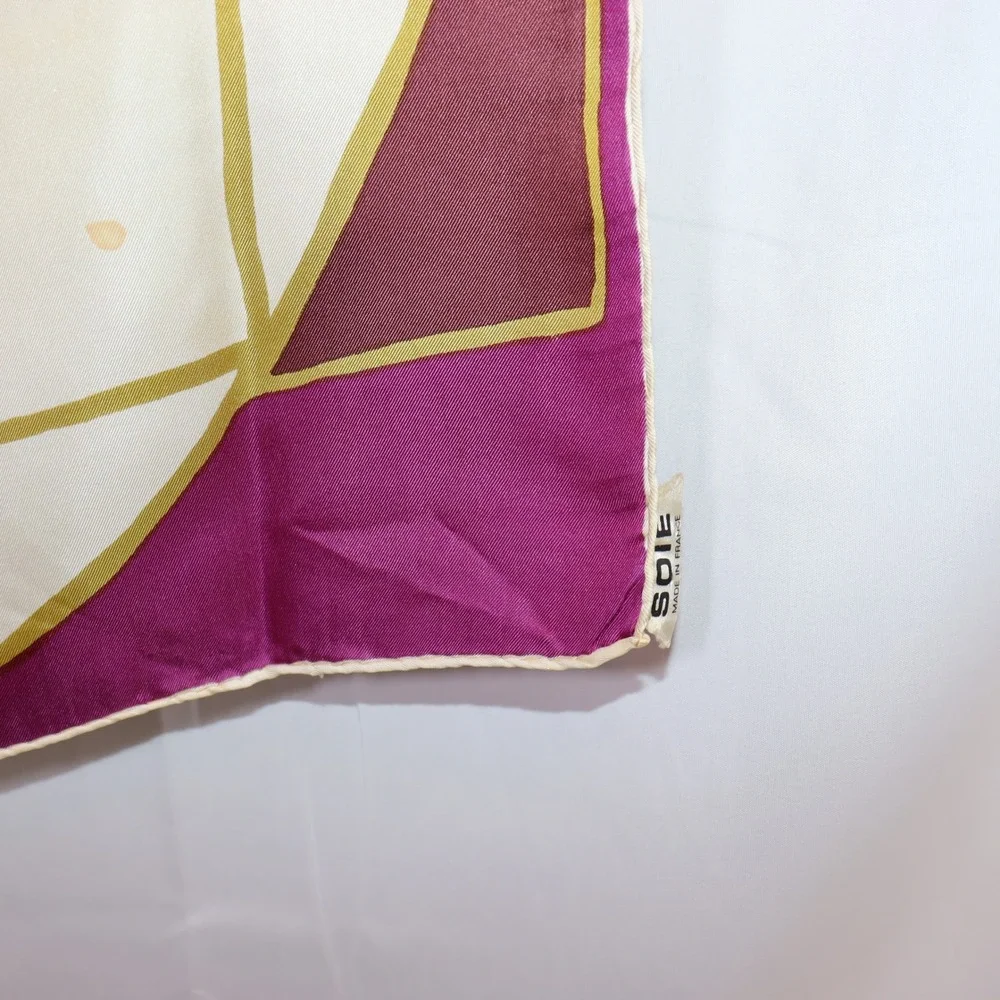 Jean Patou Silk Scarf 29x30 Multicolor Womens Geometric‎ Vintage Accessory